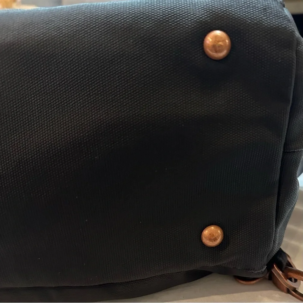 Petunia Pickle Bottom boxy backpack diaper bag graphite/black gingham strap